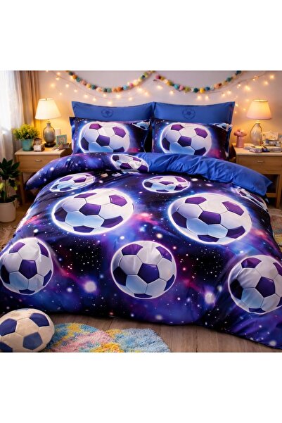 CumparaMisim Double bed linen, Finet, 6 pieces, Blue, soccer balls
