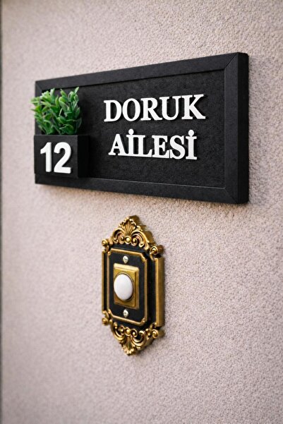 SHELİFE Kişiye Özel Ahşap Kapı İsimliği Çiçekli – 10x20 cm MDF Dekoratif Kapı...