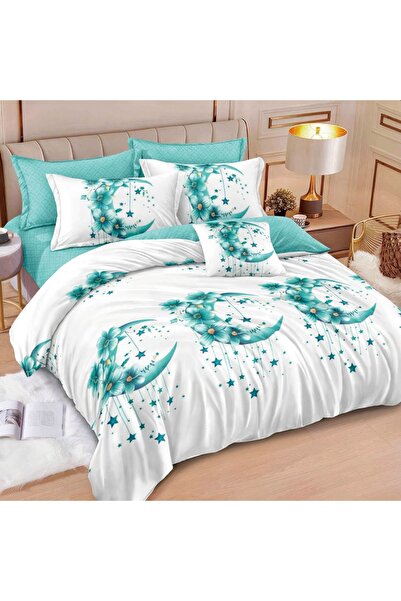 CumparaMisim Double bed linen, Finet, 6 pieces, White, Blue moon and stars