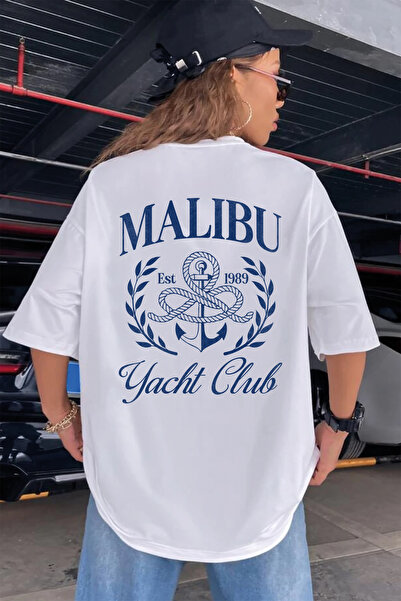 SUNFREE SUMMER YAZ KOLEKSİYON MIX Λευκό μπλουζάκι oversize με στάμπα στην πλά...