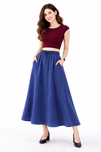 İDOL GİYİM Women's TENCEL™ Elastic Waist Long Skirt