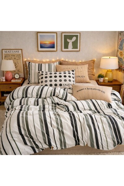 CumparaMisim Double bed linen, Finet, 6 pieces, Grey, stripes