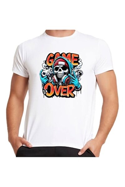 OEM Unisex T-shirt, GAME OVER model, white, S