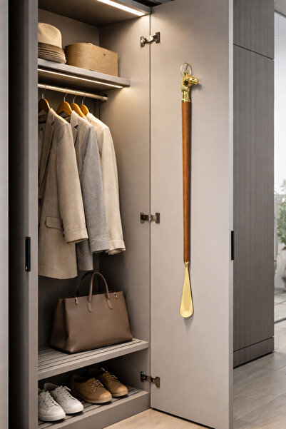 Kadim Vizyon Pirinç At Tasarımlı Kerata Ayakkabı Çekeceği 73 cm