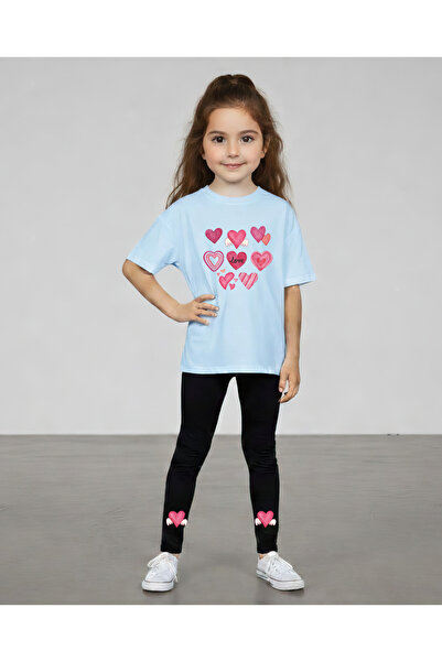 CACTUS COLLECTION Heart Printed Top and Bottom Set T-Shirt Tights