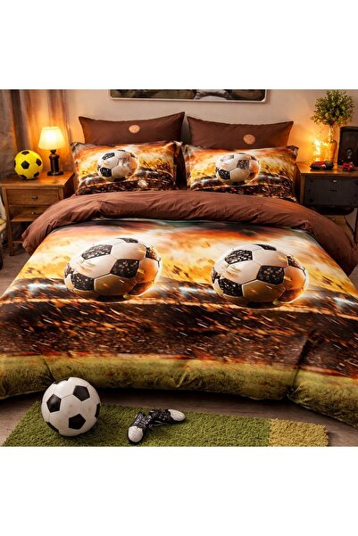 CumparaMisim Lenjerie pat dublu cu ELASTIC, Finet, 6 piese, Maro, mingii de f...