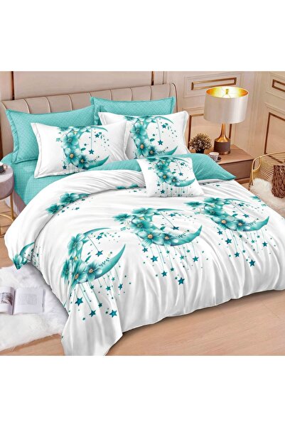 CumparaMisim Double bed linen with Stretchy, Finet, 6 pieces, White, Blue, mo...