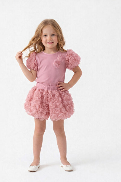 İray Set pantaloni scurți cu detalii trandafir pentru fete – Design special p...