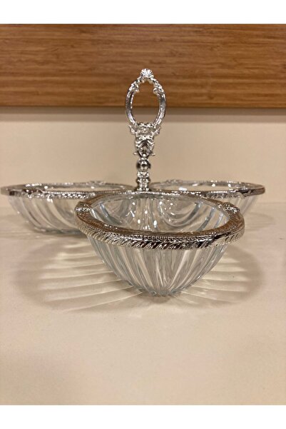 PLUS HOME 3-Piece Silver Cast Glass Cutting Board with Edged Frame for Snacks...