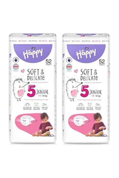 Happy Pachet promoțional 2 scutece mărimea 5 Soft&Delicate Junior 11-18 kg 52...