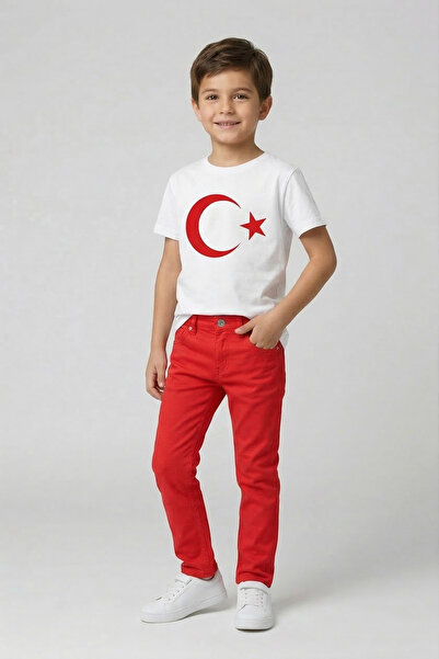 nacar çarşı Tricou alb cu mânecă scurtă Moon Star pentru băieți, pantaloni ro...