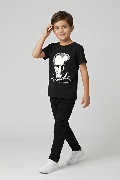 nacar çarşı Tricou negru cu mânecă scurtă Ataturk pentru băieți și pantaloni ...