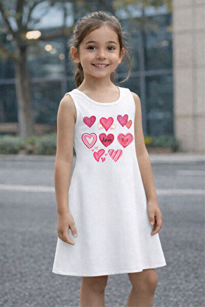CACTUS COLLECTION Girls' Summer Dress with Heart Print
