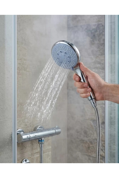 Kanonik Education 4-Stage Hand Shower Set with Spiral Hose, Wall-Mounted Bath...