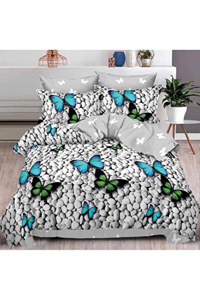 CumparaMisim Double bed linen with Stretchy, Finet, 6 pieces, Gray, stones, b...