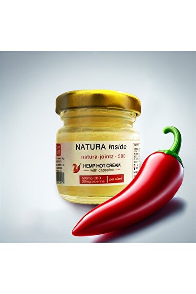 NATURA INSIDE Ζεστή κρέμα κάνναβης – 500mg CBD, 20mg πιπερίνη & καψαϊκίνη, 40ml