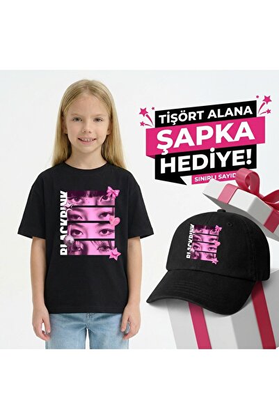 barsdepo تي شيرت بلاك بينك مطبوع - طقم هدايا مع قبعة |   جودة ممتازة