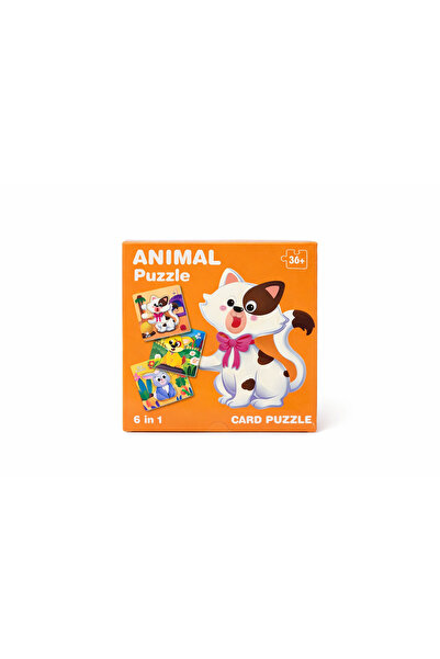 NO BRAND Puzzle educativ pentru copii – Animal Card Puzzle 6 în 1