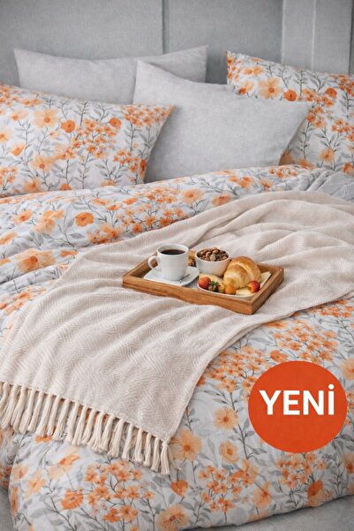 Sheri Home YENİ KIRÇİÇEK MODEL Çift Kişilik Nevresim (Yorgan Kılıfı+2 Adet Ya...