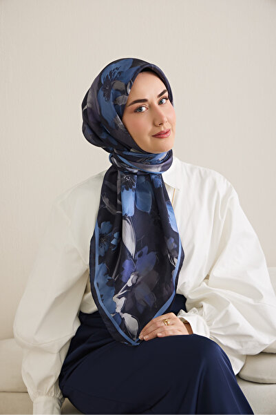 Silk Home Twill Silk Scarf 11498-12 Navy Blue