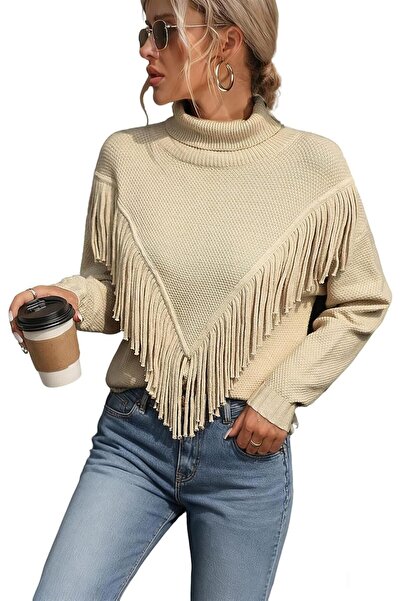 Crazy Bean Women's Long Turtleneck Sweater Heavy Fashion Sweaters with Fringe...