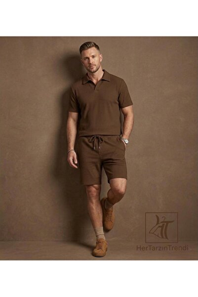 HerTarzınTrendi Ottoman Polo Collar Patched T-Shirt and Shorts - %100 Cotton ...