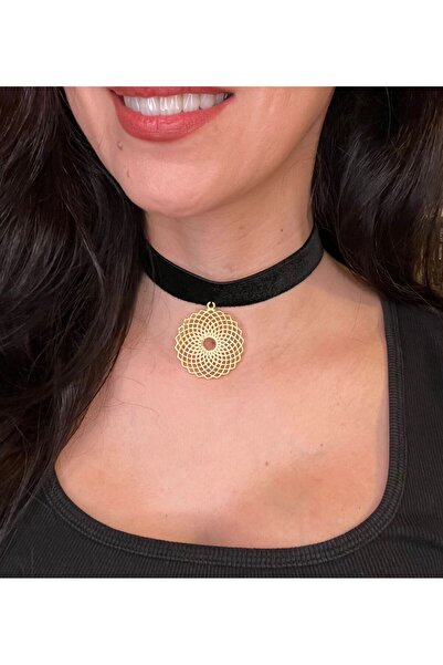 Vintage Takıhane Altın Renk Otantik Gotik Bordo Choker Kolye Boyunluk
