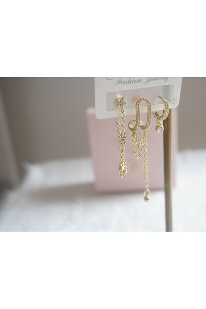 Gia Jewelry Fiore Üçlü Küpe