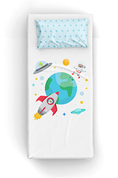 itsybitsy Spacey Cotton Satin Multicolor Children's Set of Bed Sheet 90X190Cm