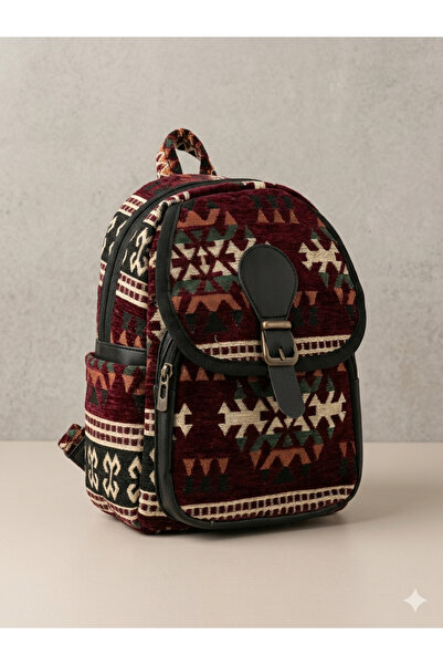 othobag Kadın Vintage Desenli Kapaklı Sırt Çantası - Bohem Tarz Otantik Günlü...