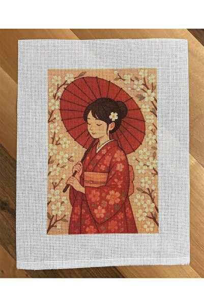 ÇeşitPınarı Süblimasyon Baskılı Goblen 30x40cm Japon Kızı Temalı