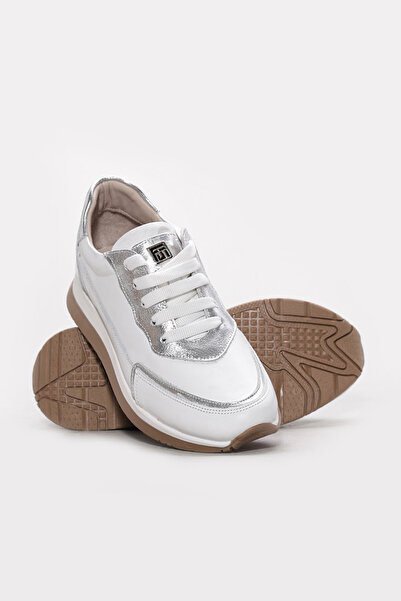Ayakkabıhane Inside and Outside H Genuine Leather White Women's Sports S Snea...