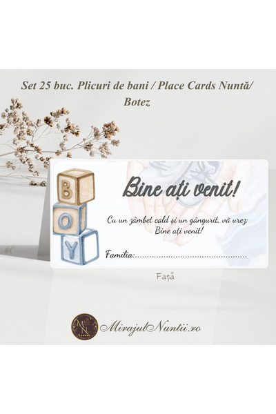 Proprie Set of 25 Money Envelopes for Baptism Boy Blue Beige Premium Cardboar...