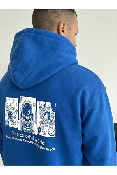 Veraura Lifestyle Men's Hooded Oversized Three Thread P Cotton U Astronaut Th...