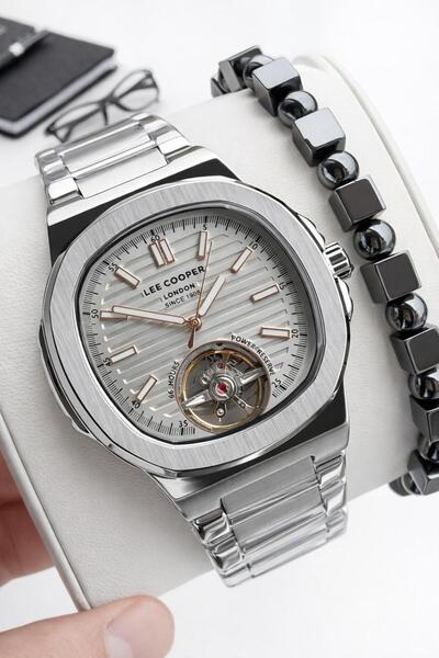 Lee Cooper Automatic Men's Wristwatch 50Mt Water-Resistant Steel Band Bracele...