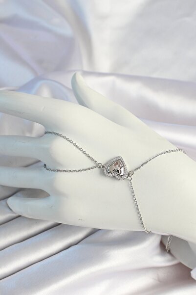Inure Jewelry 316L Steel Chain Silver Color Heart Figured Zircon Stone Şahmeran
