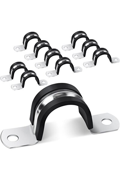 NO BRAND Скоба за тръби Ø 25 мм, 10 бр. седловидни скоби с омекотяване, U-обр...