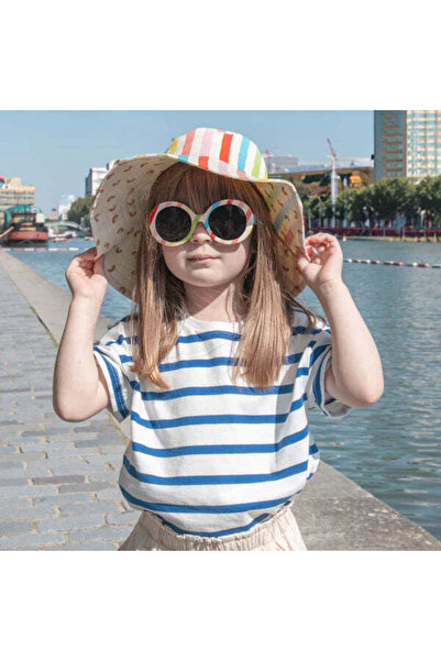 PETIT-ATELlER Kids Round Sunglasses Rainbow Multicolor Stripe Frame UV400 Wit...