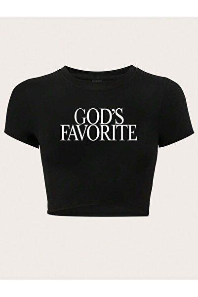 OVER HEAD Women's Gods Favorite Printed Bayb Tee Cropped