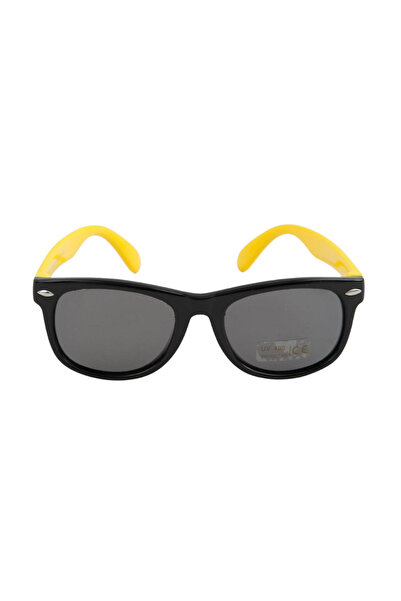PETIT-ATELlER Kids Wayfarer Sunglasses Black Frame Yellow Flexible Arms UV400...