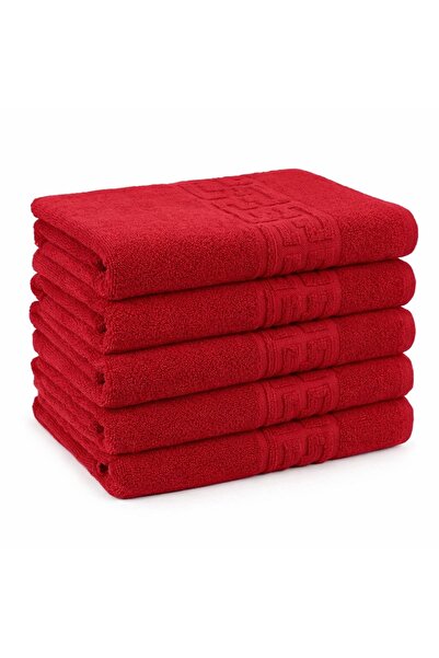 CumparaMisim Set of 5 medium towels 50x90cm, 100% Pakistani Cotton , 500g, Red
