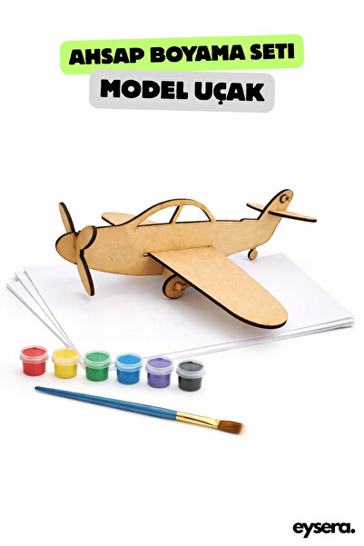 eysera Ahşap Boyama Seti Uçak Kiti – Montessori Eğitici Oyuncak