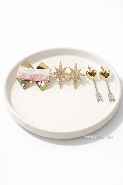 FASHION Melekcehobi Jewelry Sparkling Gold Mixed Earring Set (3 Pairs in One)