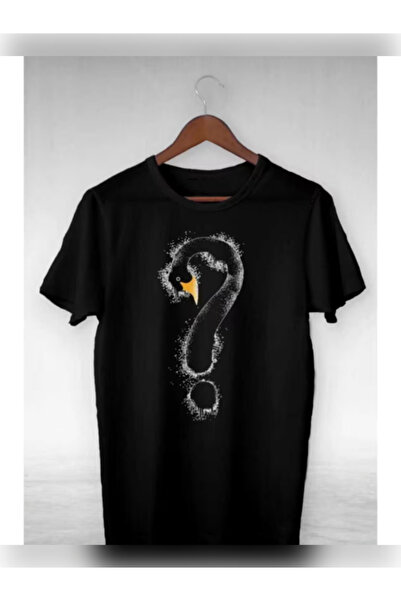 TİMİSİVA Unisex Oversized Printed Crew Neck Short Sleeve Black T-Shirt