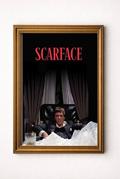 BuzzDesigns Scarface Tony Montana Film Temalı Dekoratif Duvar Tablosu (Çerçev...