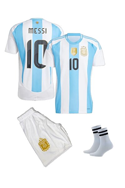 nesne giyim Leo Messi Arjantin 2025/26 Yeni Sezon Futbol Çocuk Forması 3'Lü Set