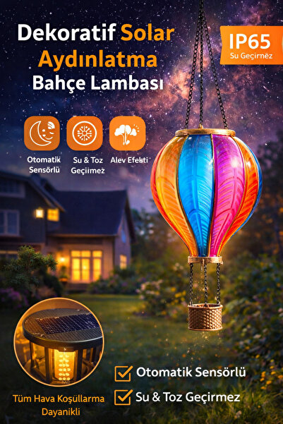 MUBX Solar Dekoratif Balon Bahçe Lambası IP65 Su Geçirmez Alev Efektli LED Ay...