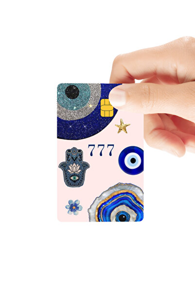 Huggy Craft Nazar boncuklu 777 yazılı Parlak Kredi/Banka Kart Kaplama Sticker