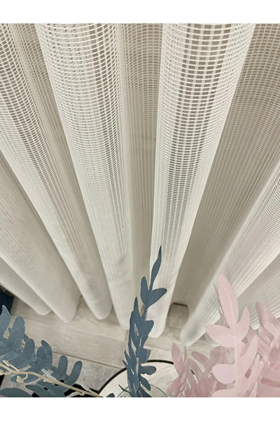 Brillant Ecru - Off-White Non-Wrinkle Mesh Sik 1/3 Pleated Tulle Curtain