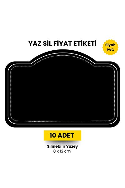 DamgaMarket Kemerli Yaz Sil Raf Fiyat Etiketi PVC Siyah 8x12 cm – 10 Adet